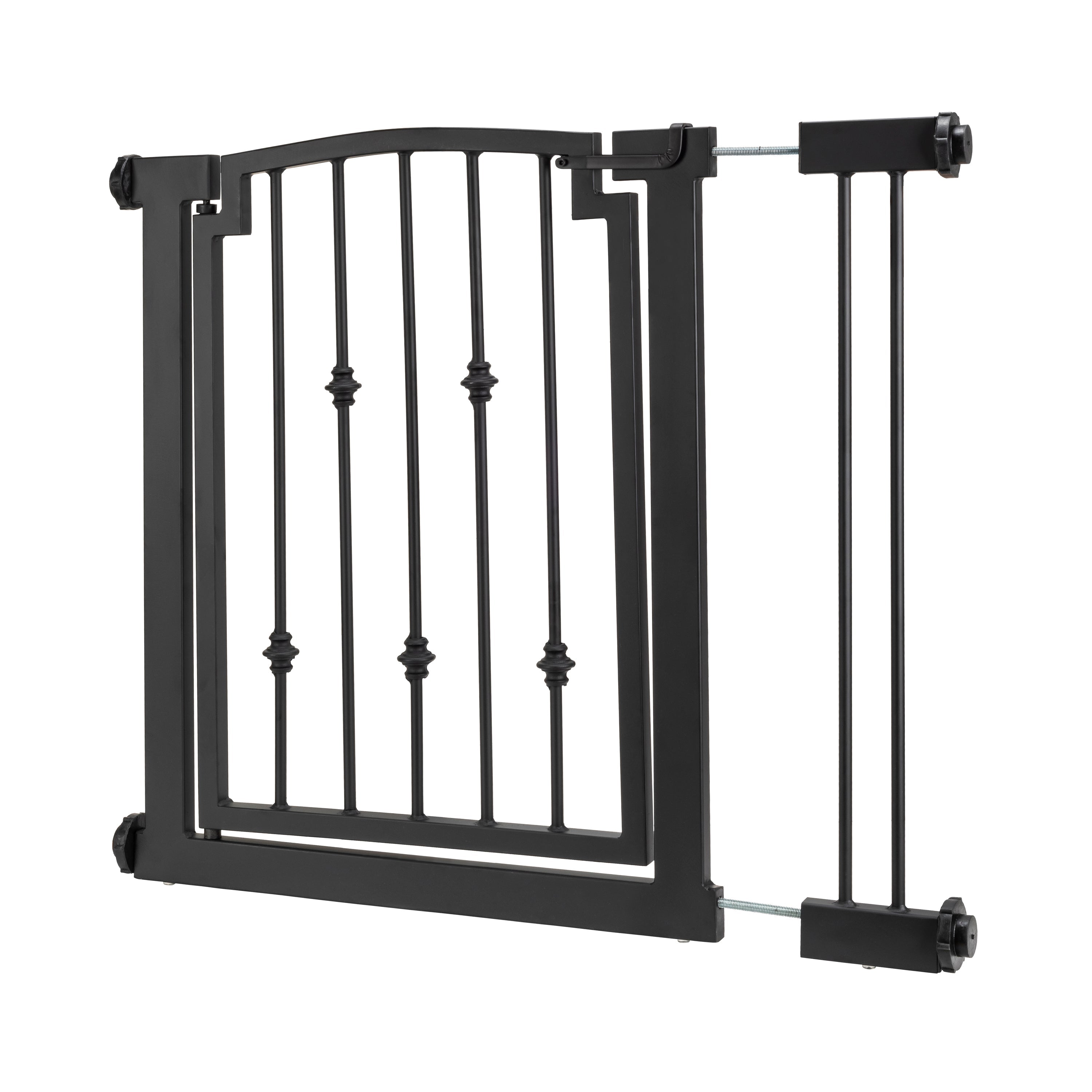 Barrera Emperor Rings de hierro forjado para perros con puerta (72–156 cm extra ancha) ornamental, resistente, montaje a
