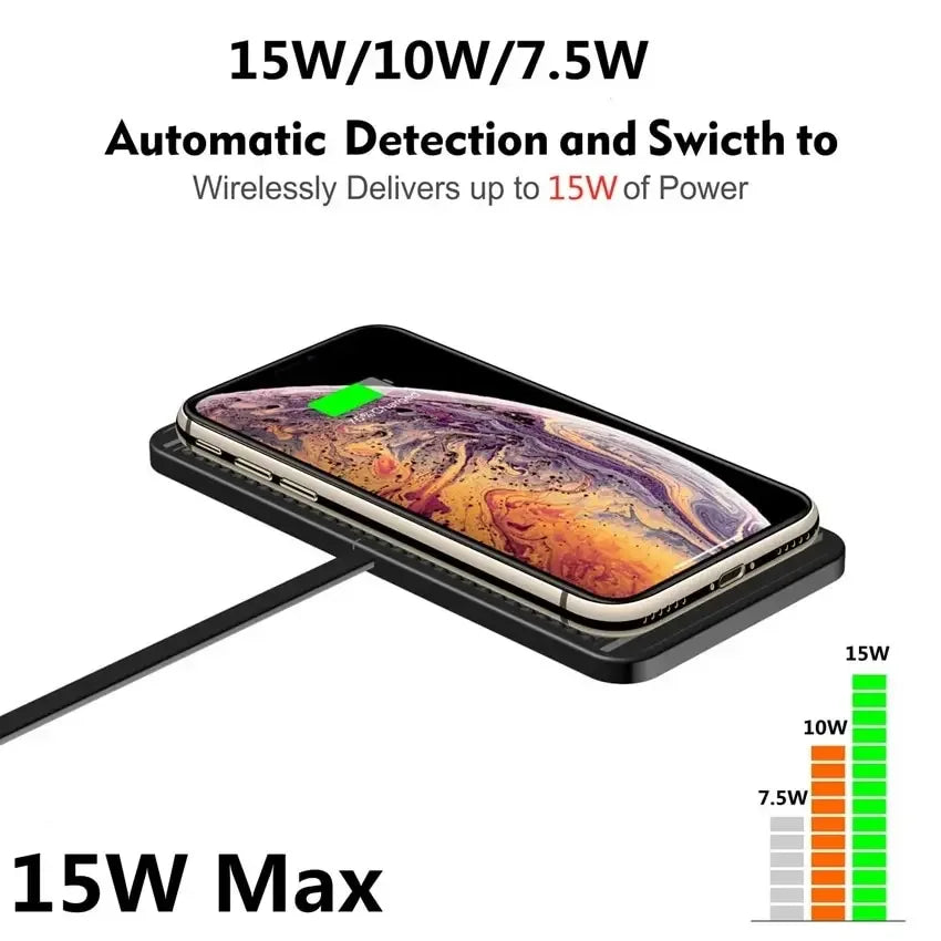 Base de carga inalámbrica Voltigo 15 W con superficie antideslizante y diseño ultradelgado