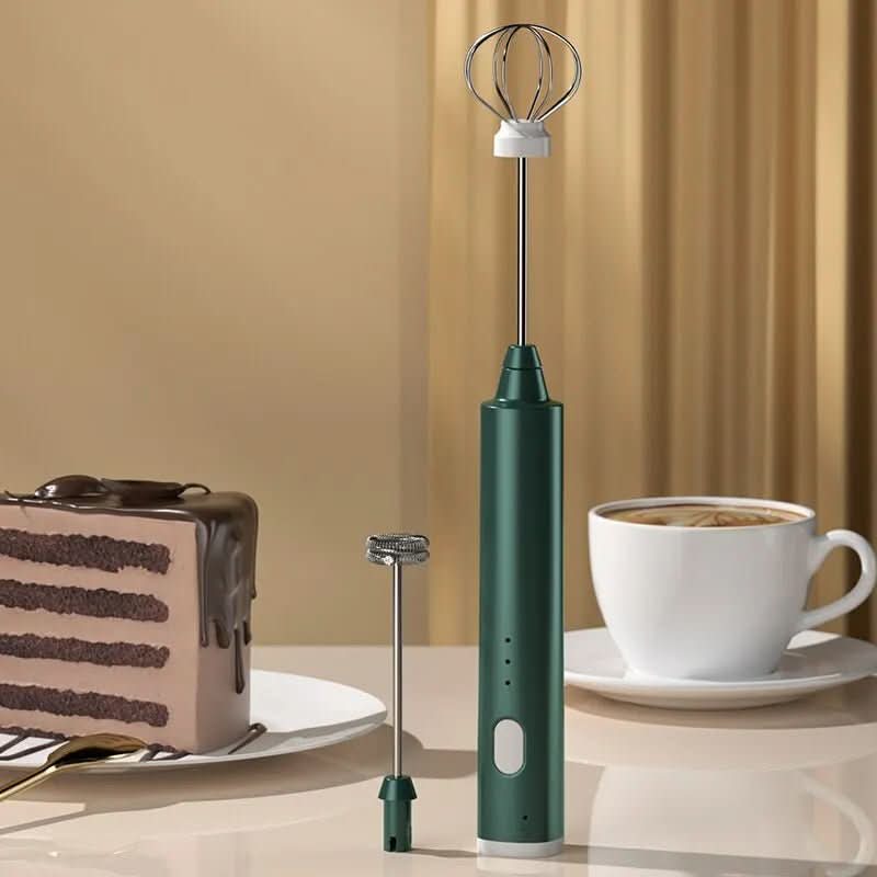 Batidora de mano con cabezales de acero inoxidable y recarga USB, empuñadura desmontable