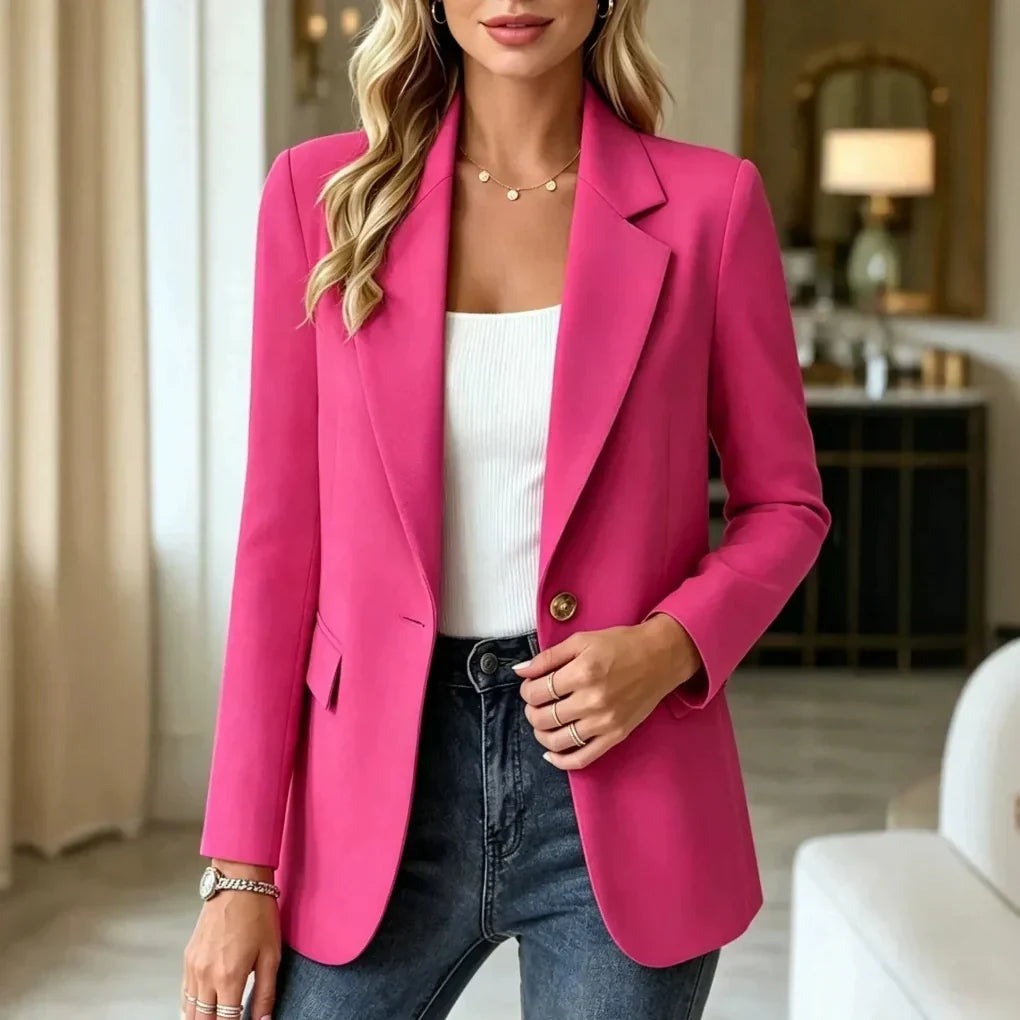 Blazer larga con cuello de solapa