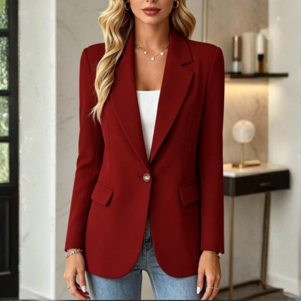 Blazer larga con cuello de solapa