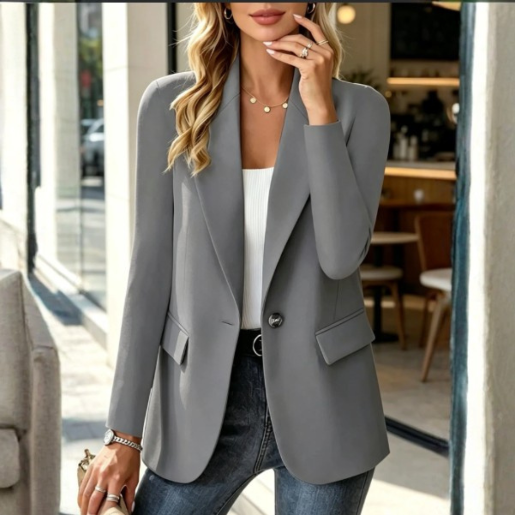 Blazer larga con cuello de solapa