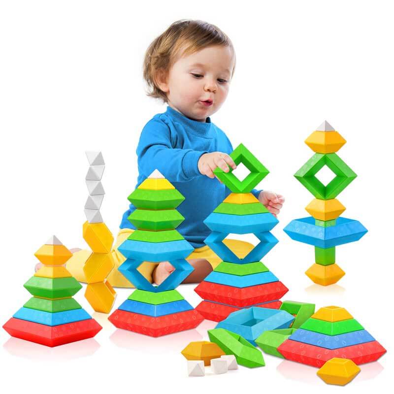 Bloques de Construcción Pirámides Geométricas para Niños Juguete Educativo