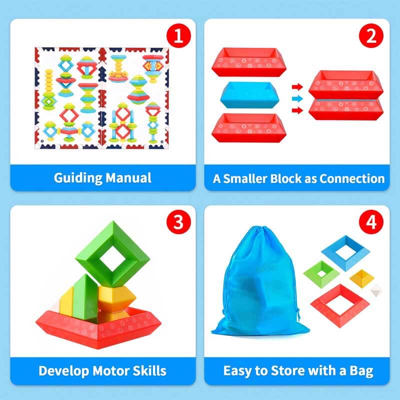 Bloques de Construcción Pirámides Geométricas para Niños Juguete Educativo