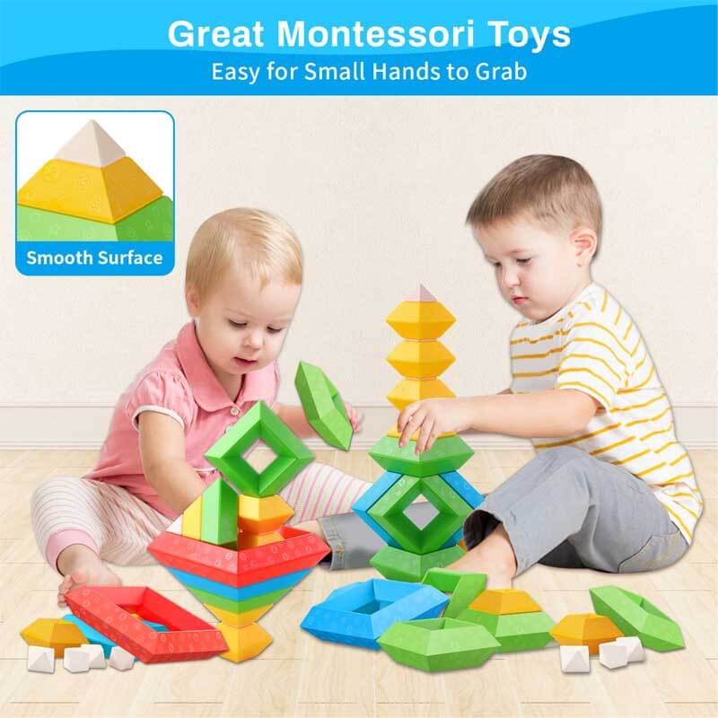 Bloques de Construcción Pirámides Geométricas para Niños Juguete Educativo