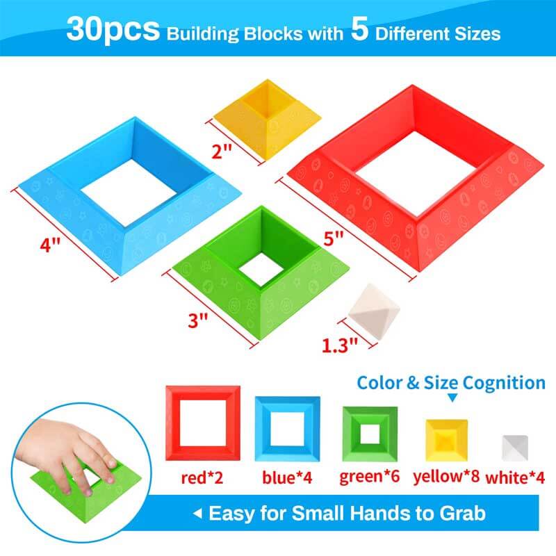 Bloques de Construcción Pirámides Geométricas para Niños Juguete Educativo
