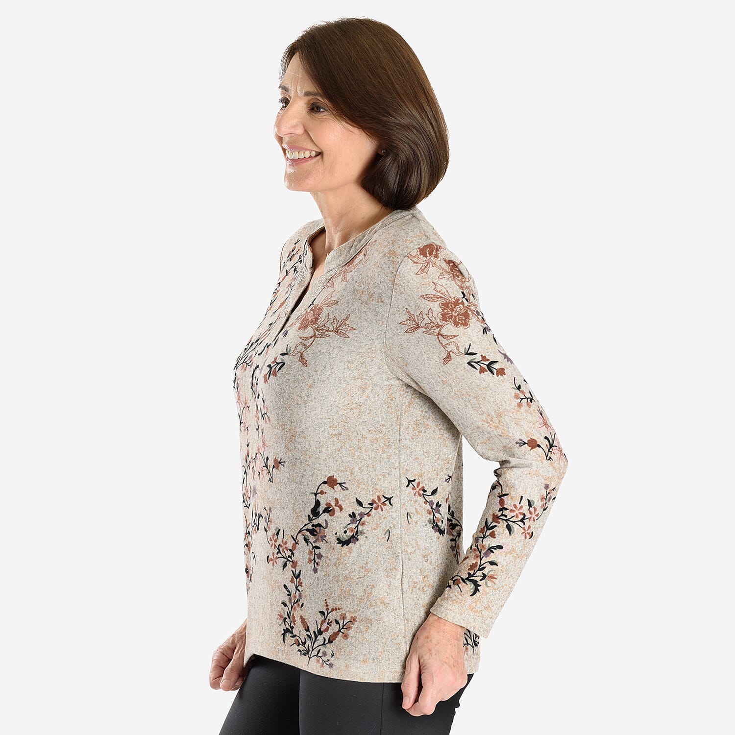 Blusa de manga larga con cuello en V y estampado floral Sugar Crisp