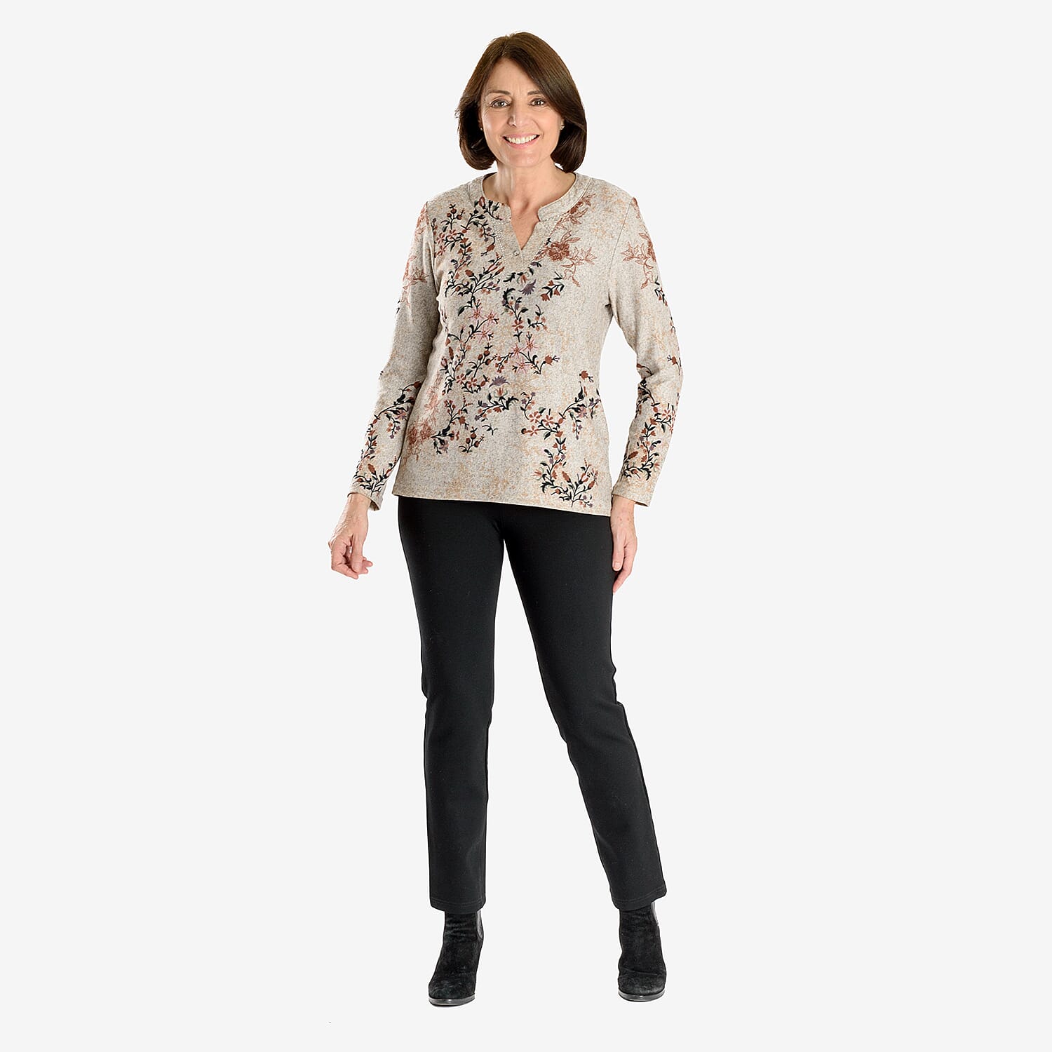 Blusa de manga larga con cuello en V y estampado floral Sugar Crisp