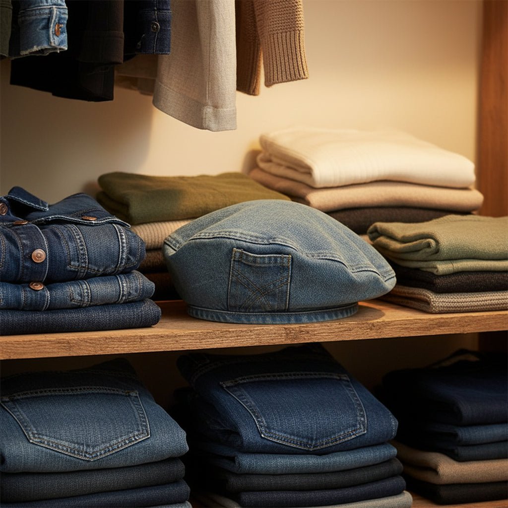 Boina de denim vintage para mujer con estilo retro atemporal