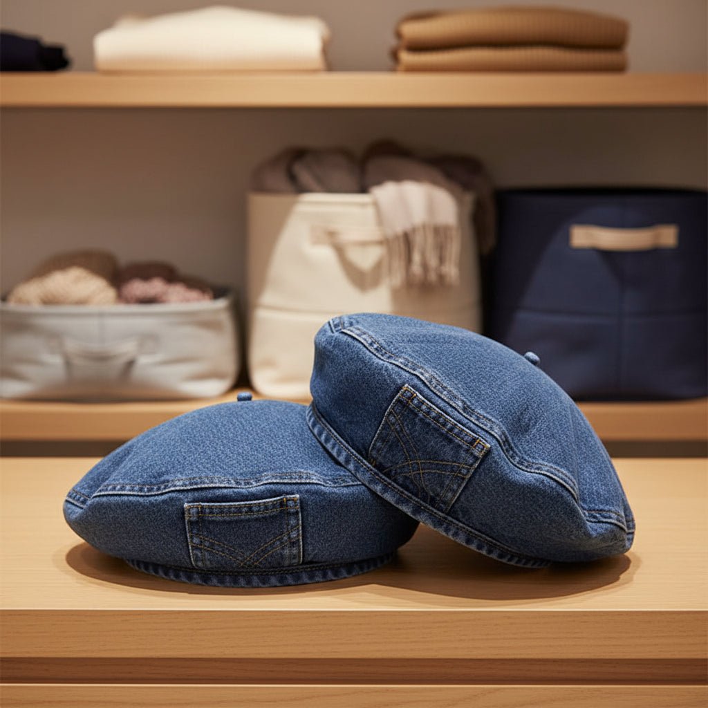 Boina de denim vintage para mujer con estilo retro atemporal