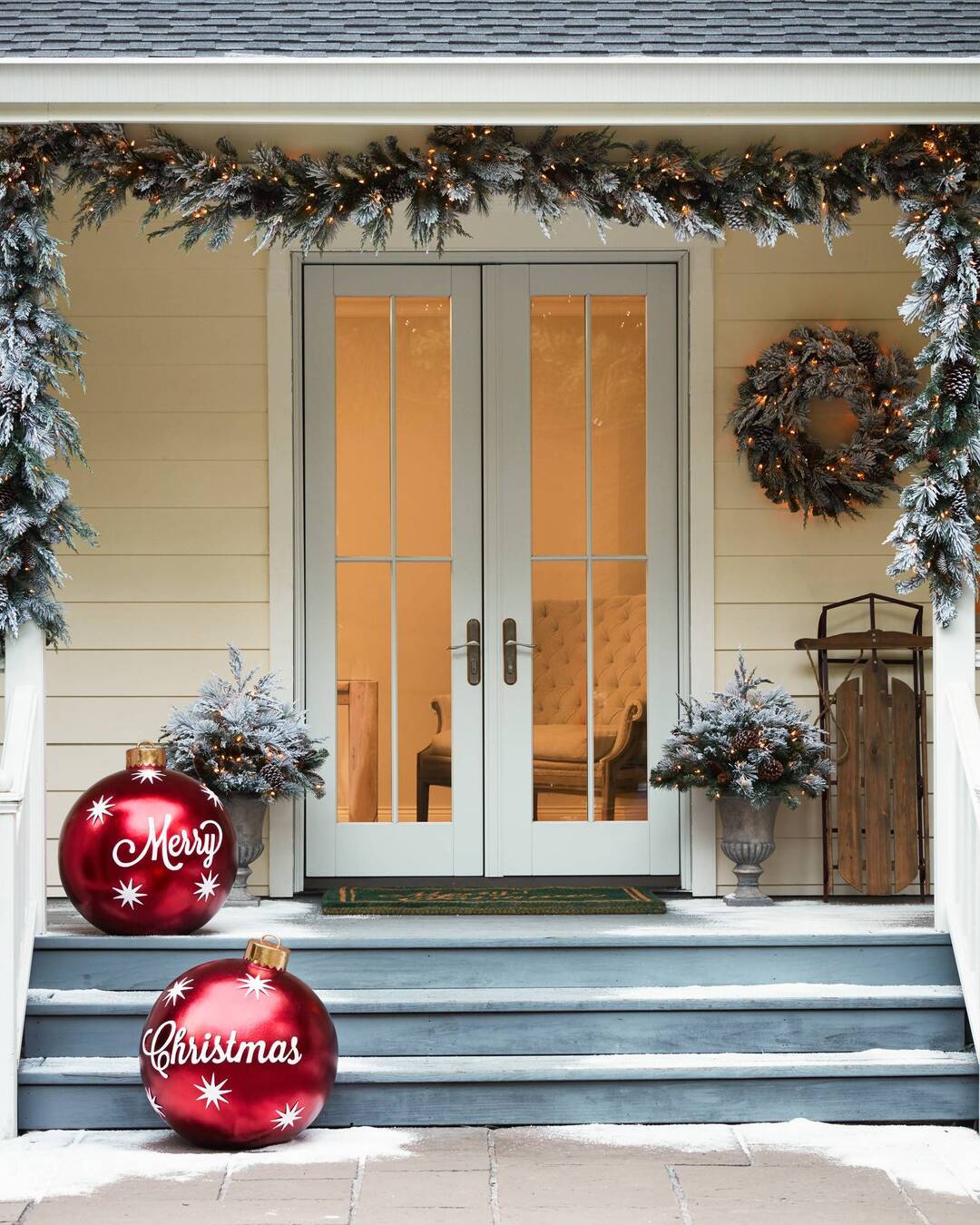Bola inflable decorada de PVC para exterior de Navidad