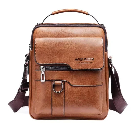Bolso bandolera vertical de piel para hombre
