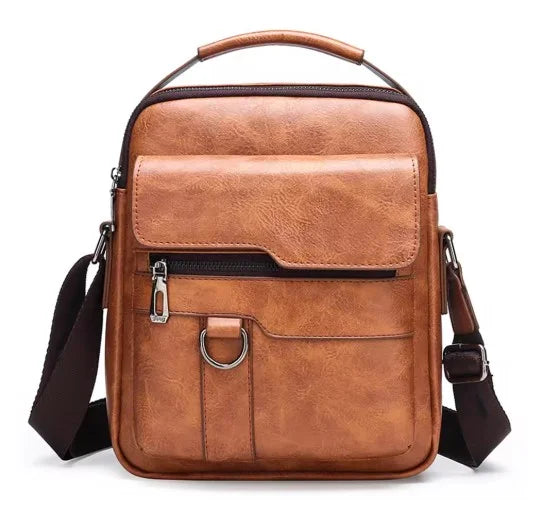 Bolso bandolera vertical de piel para hombre