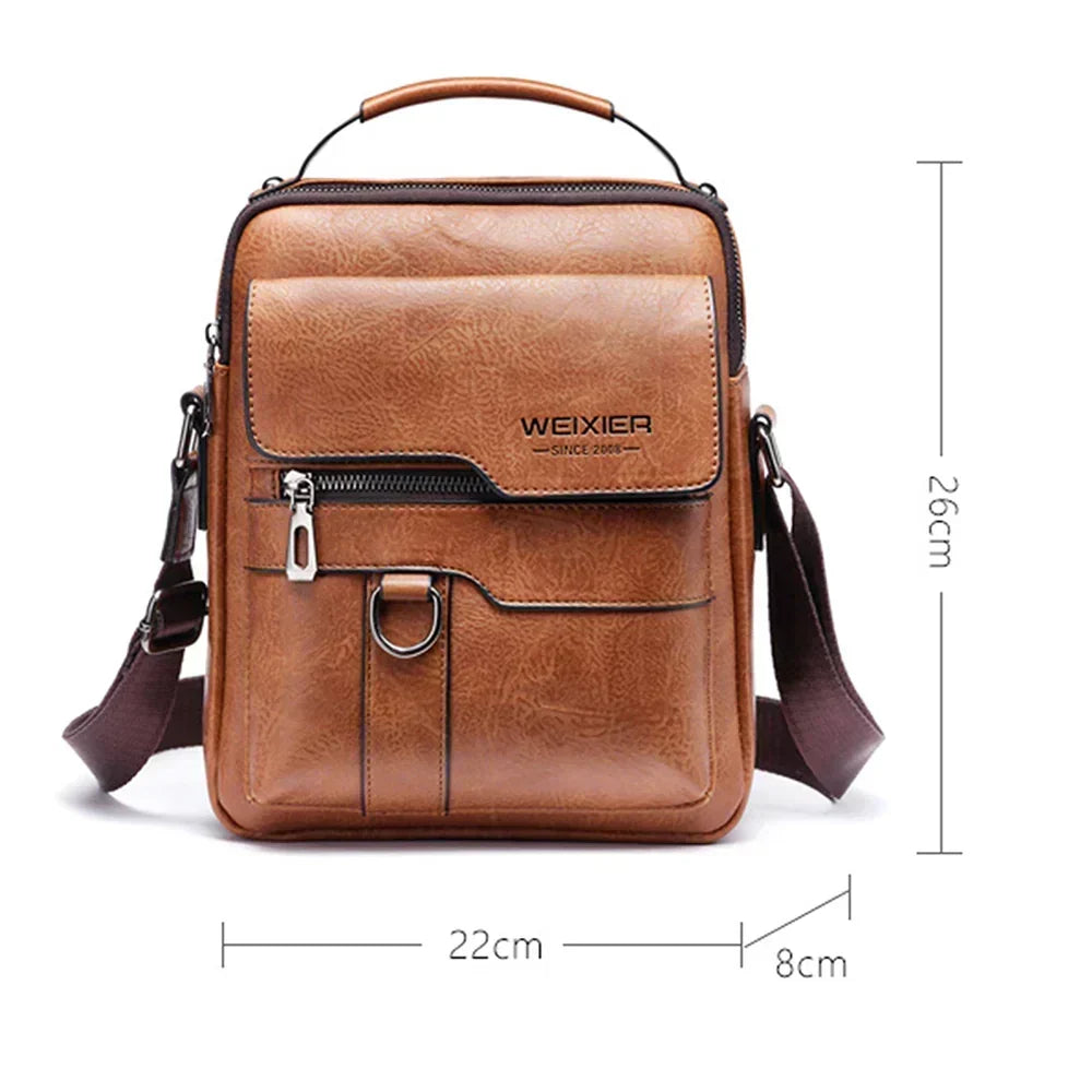 Bolso bandolera vertical de piel para hombre