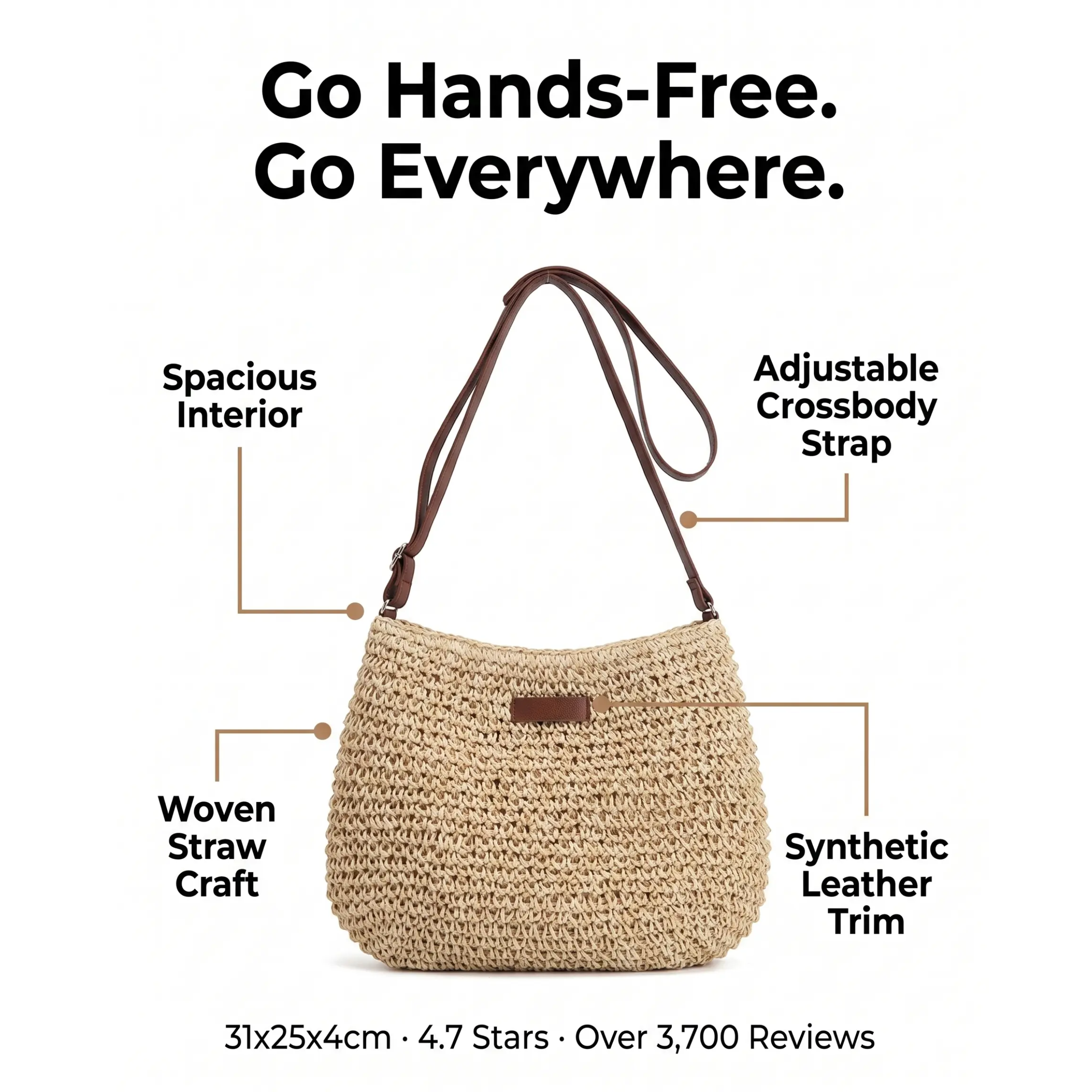 Bolso de hombro bohemio espacioso