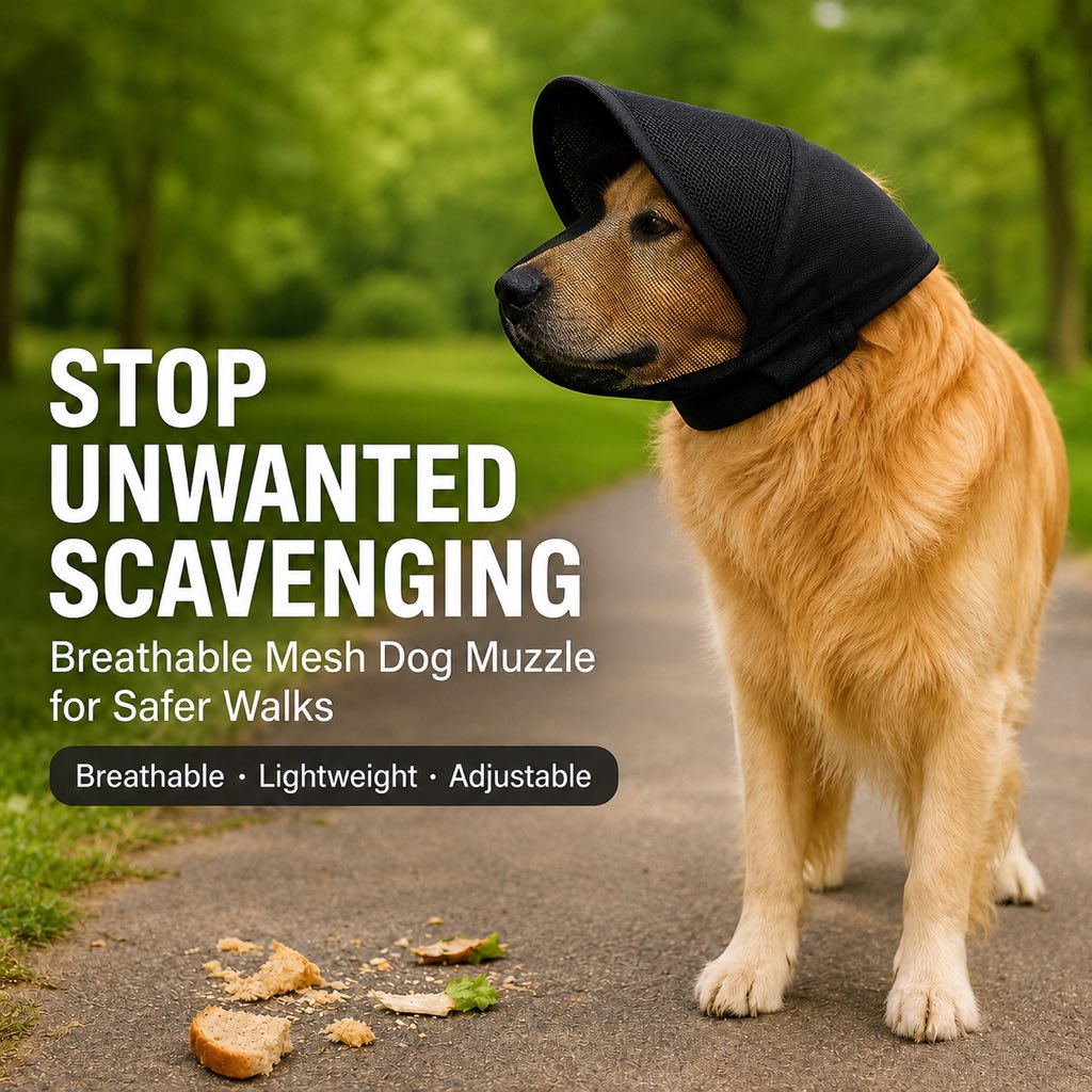Bozal anti-rebusca transpirable para perros con capucha de malla para paseos