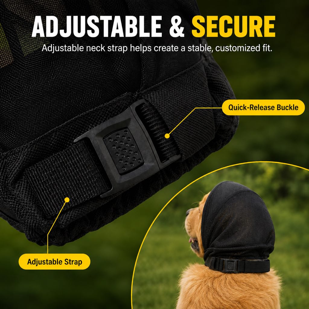 Bozal anti-rebusca transpirable para perros con capucha de malla para paseos