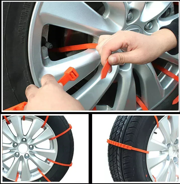 Cadenas de nieve reutilizables antideslizantes para coche