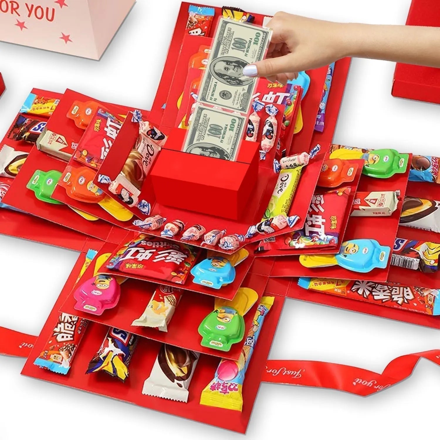 Caja explosiva regalo personalizada con compartimento secreto y 8 mariposas gratis