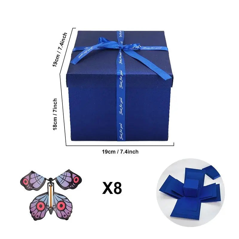 Caja explosiva regalo personalizada con compartimento secreto y 8 mariposas gratis