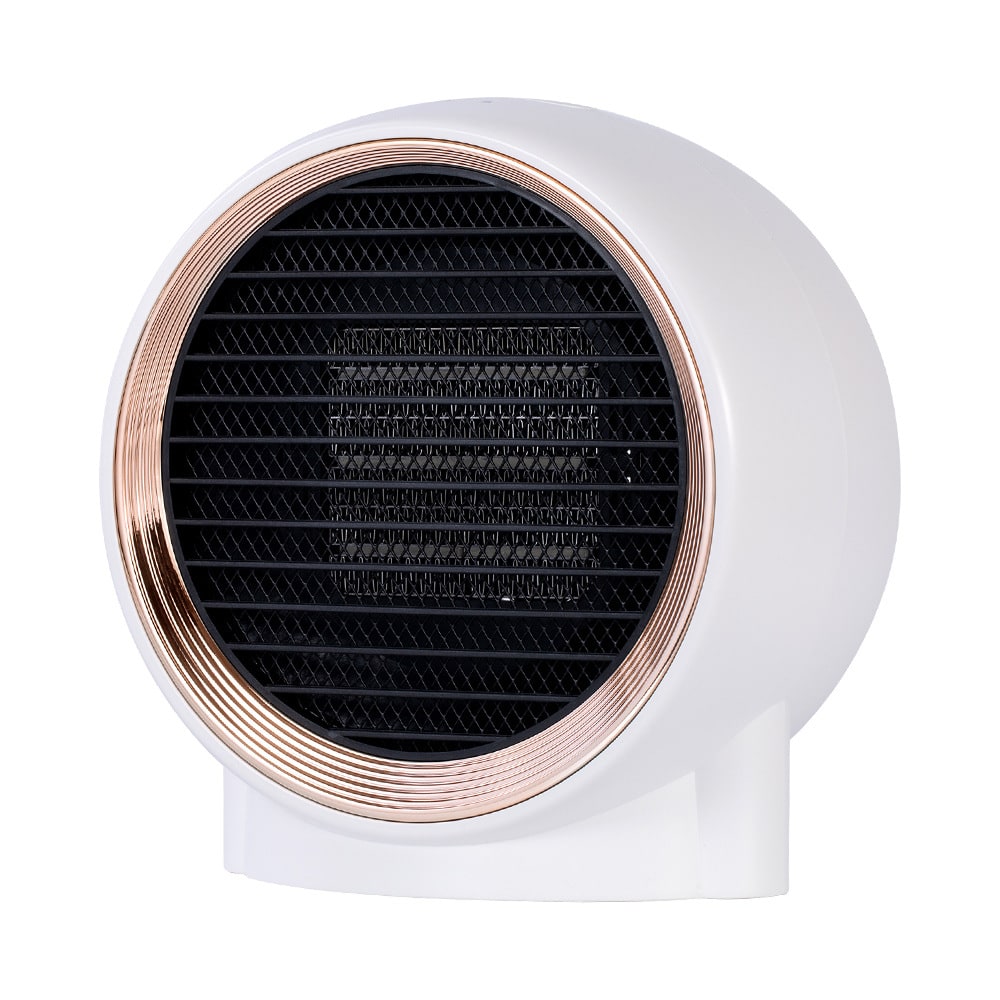 Calefactor de escritorio compacto con elemento cerámico PTC y doble velocidad de ventilador