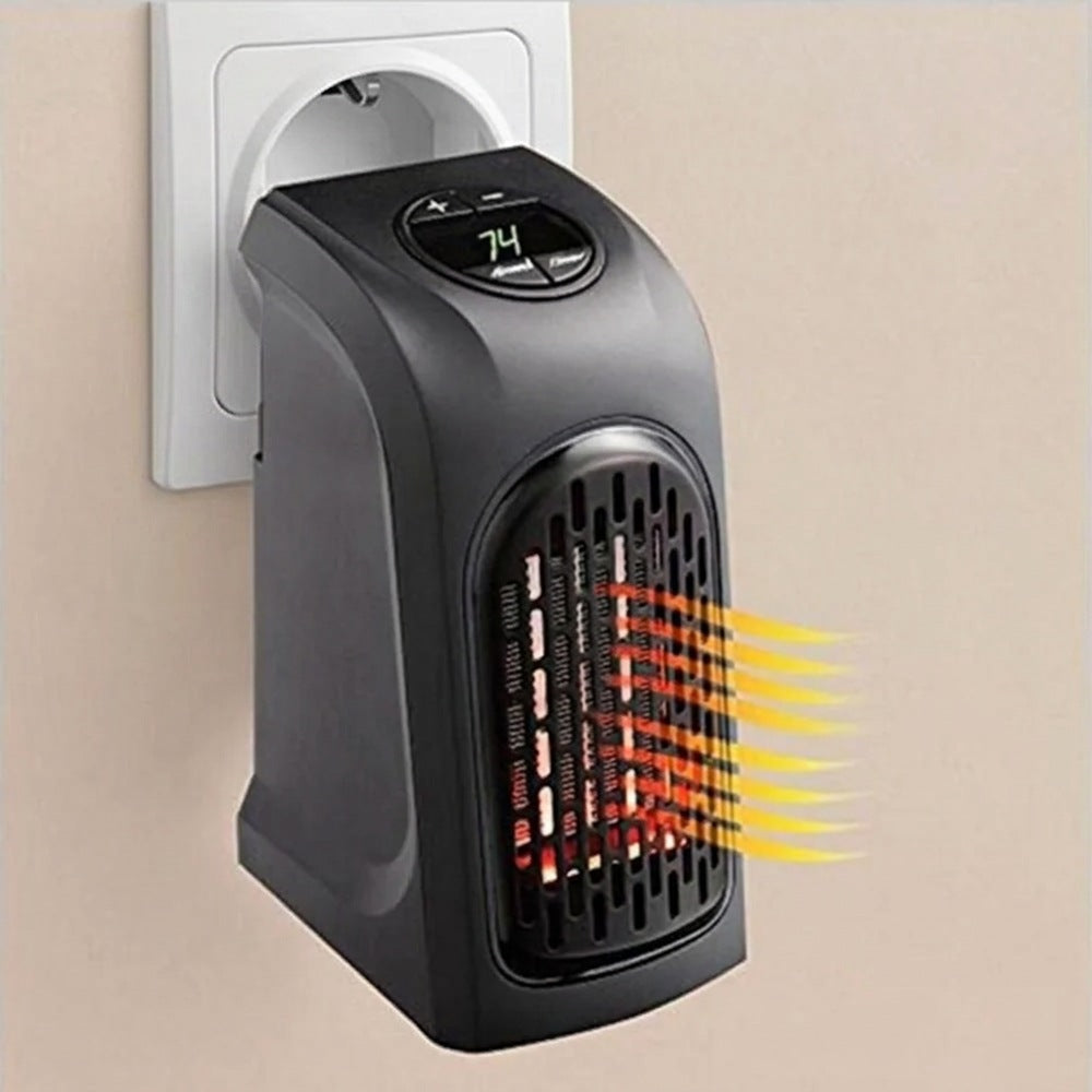 Calefactor Eléctrico de Enchufe Portátil con Pantalla Digital y Elementos Cerámicos