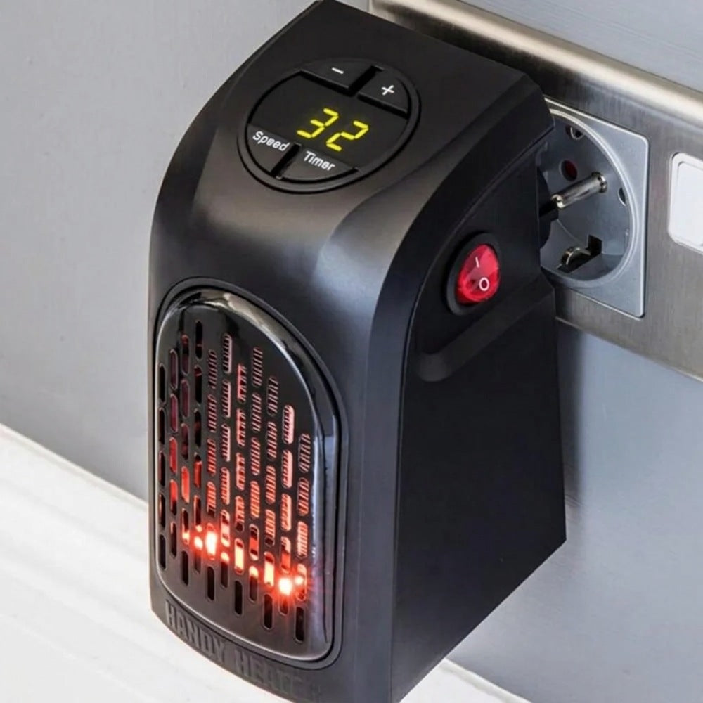 Calefactor Eléctrico de Enchufe Portátil con Pantalla Digital y Elementos Cerámicos