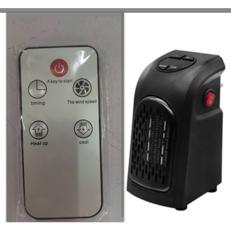Calefactor Eléctrico de Enchufe Portátil con Pantalla Digital y Elementos Cerámicos