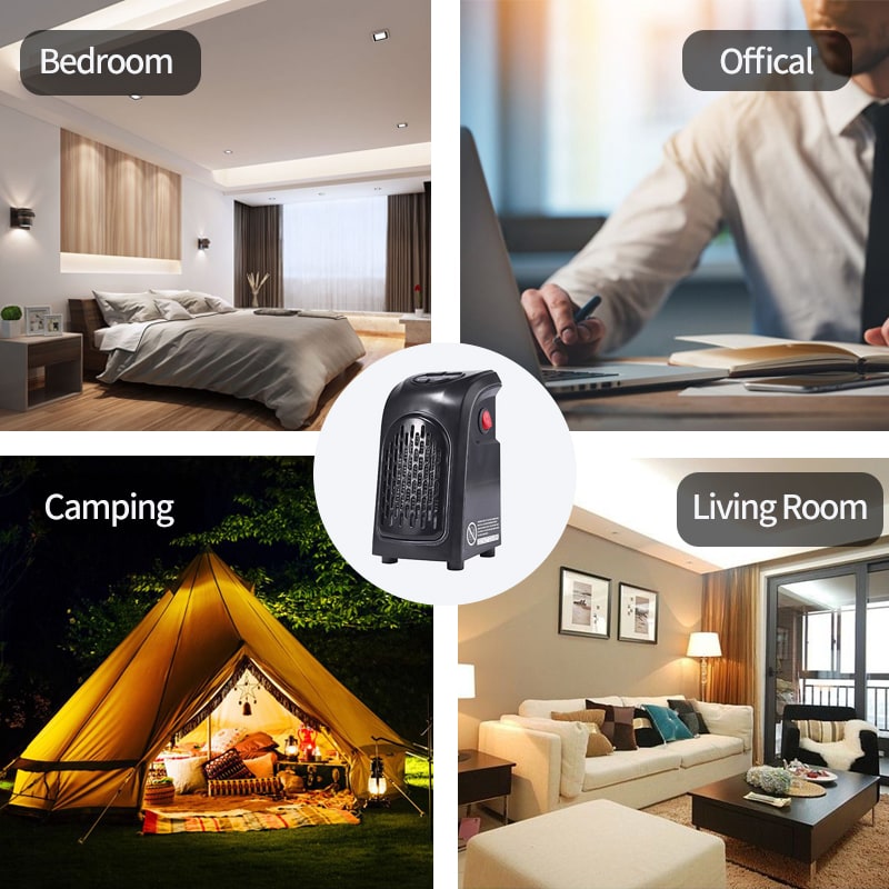 Calefactor Eléctrico de Enchufe Portátil con Pantalla Digital y Elementos Cerámicos