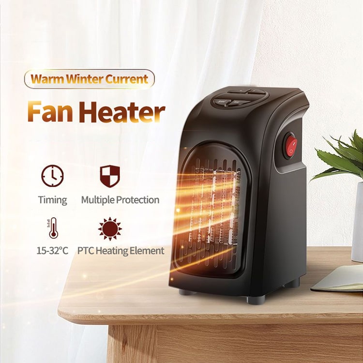 Calefactor Eléctrico de Enchufe Portátil con Pantalla Digital y Elementos Cerámicos