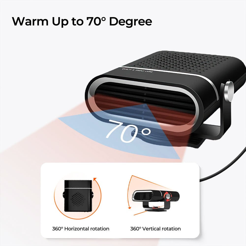 Calefactor portátil para coche con ventilador de 12 V y desempañado rápido