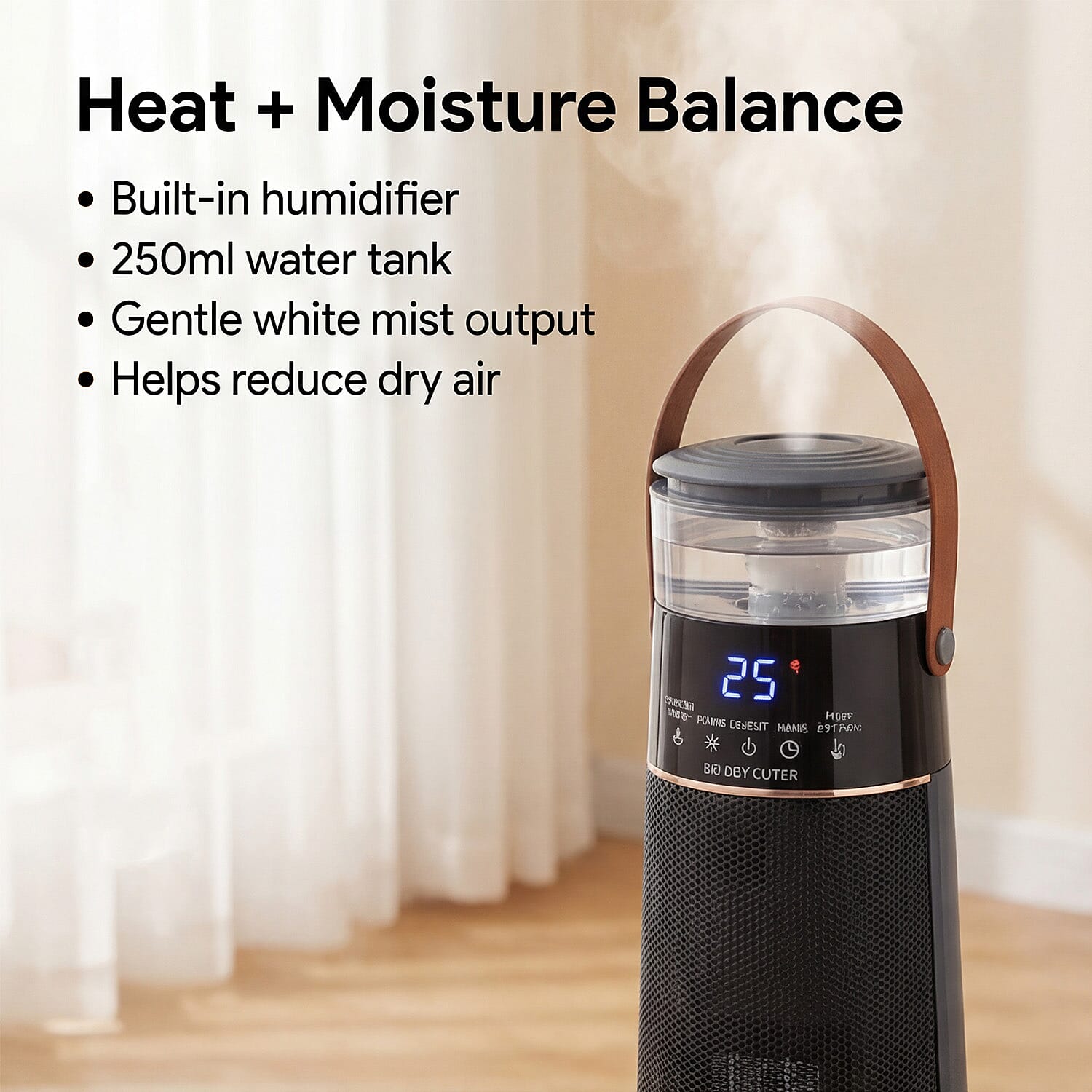 Calefactor y humidificador PTC 4 en 1 Bliss & Beyond 1100-2000 W negro