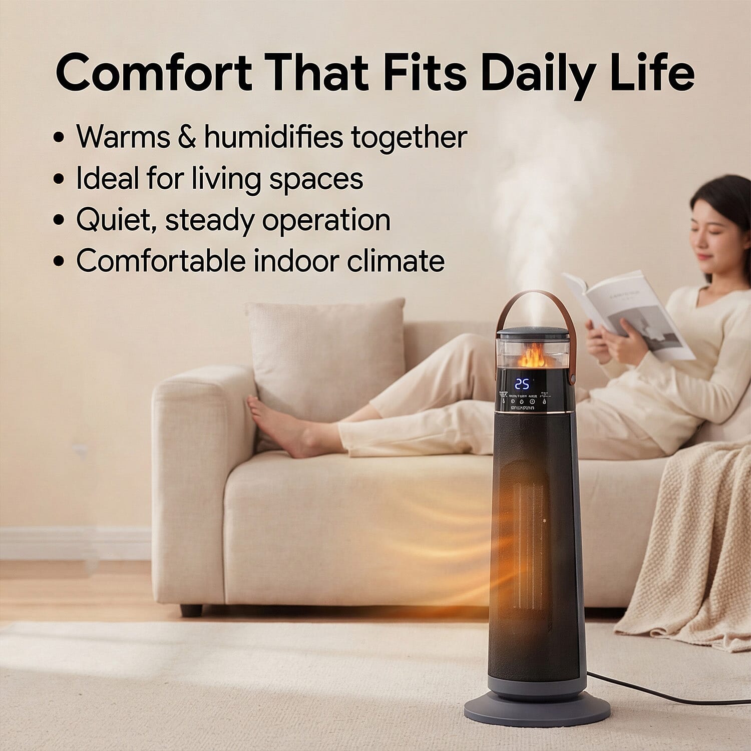 Calefactor y humidificador PTC 4 en 1 Bliss & Beyond 1100-2000 W negro