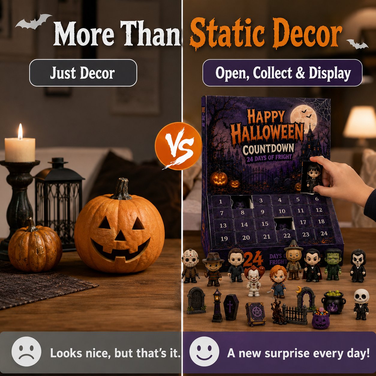 Calendario de adviento de Halloween con 24 días de sorpresas coleccionables