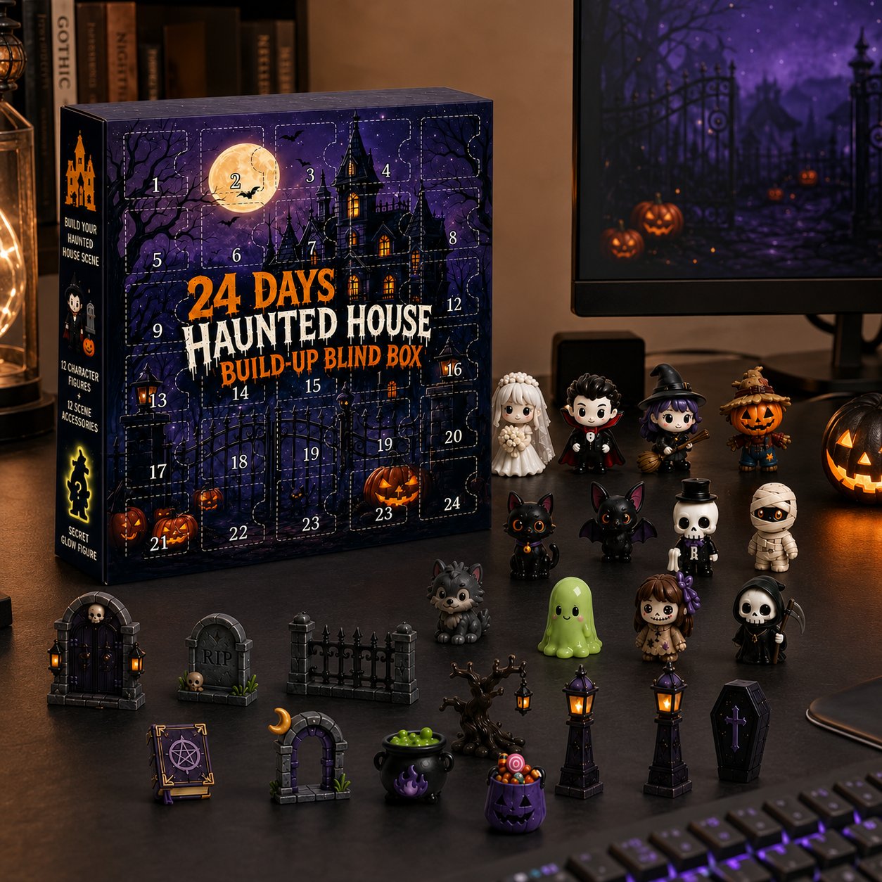 Calendario de adviento de Halloween con 24 días de sorpresas coleccionables