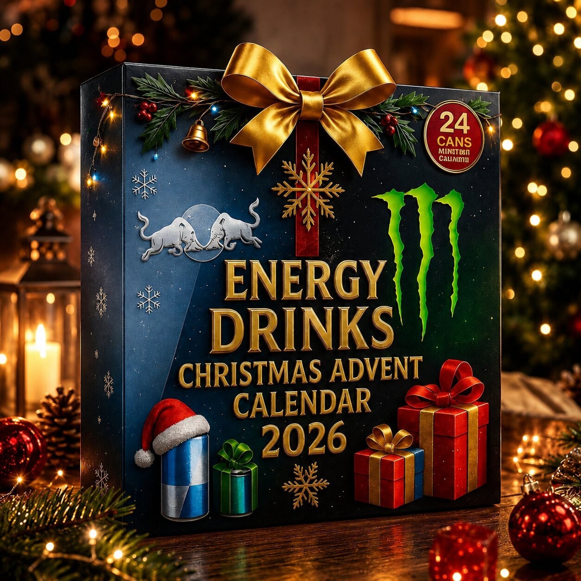 Calendario de adviento de bebidas energéticas 24 días