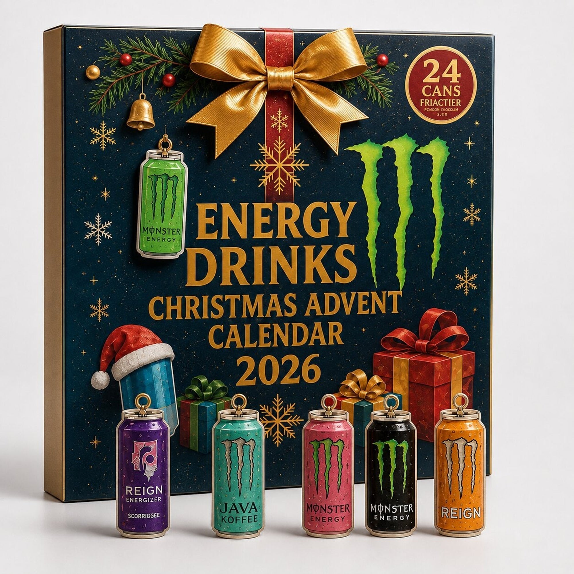 Calendario de adviento de bebidas energéticas 24 días