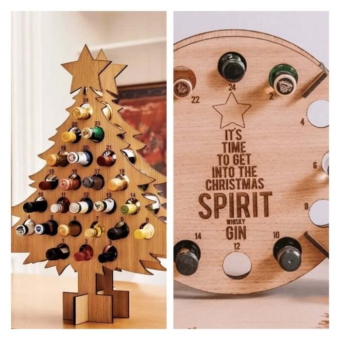 Calendario de adviento de Navidad de madera para cervezas y vinos