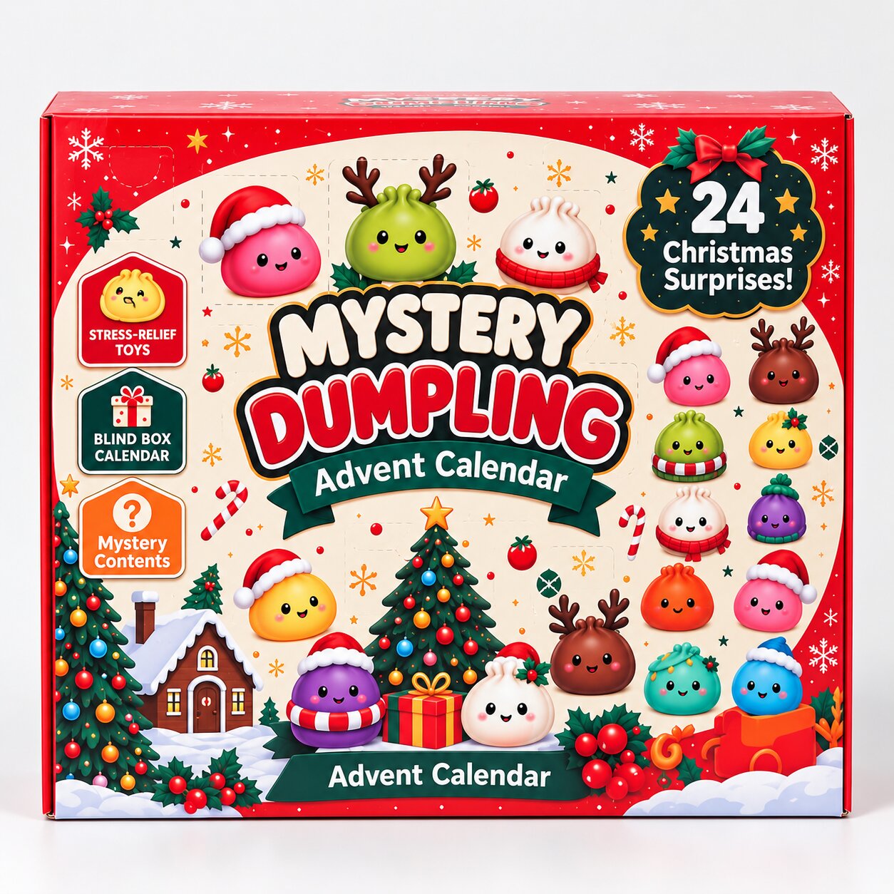 Calendario de Adviento Dumplings con 24 figuras squishy