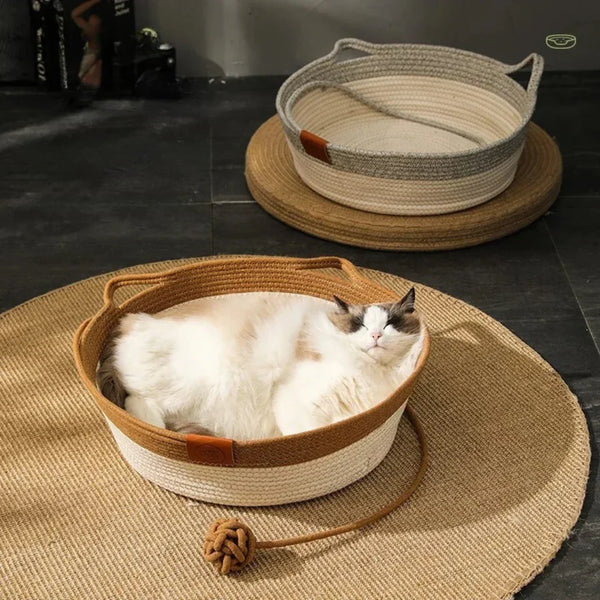 Cama para gatos de cuerda de algodón tejida a mano – DreamNest