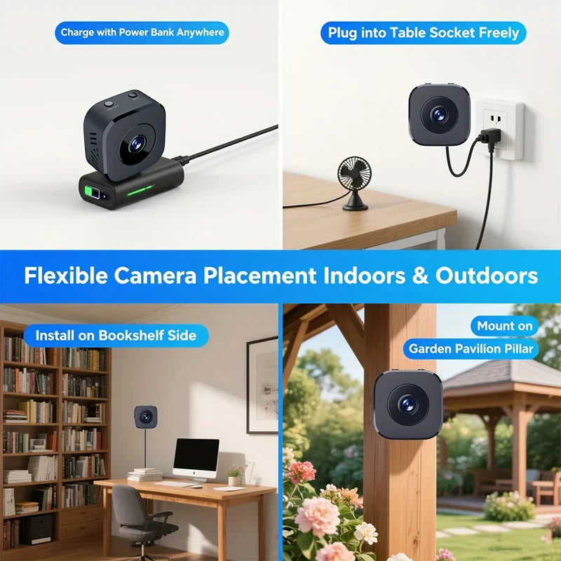 Cámara de seguridad inalámbrica HD 1080P con visión nocturna y soporte magnético, compacta de 71 g