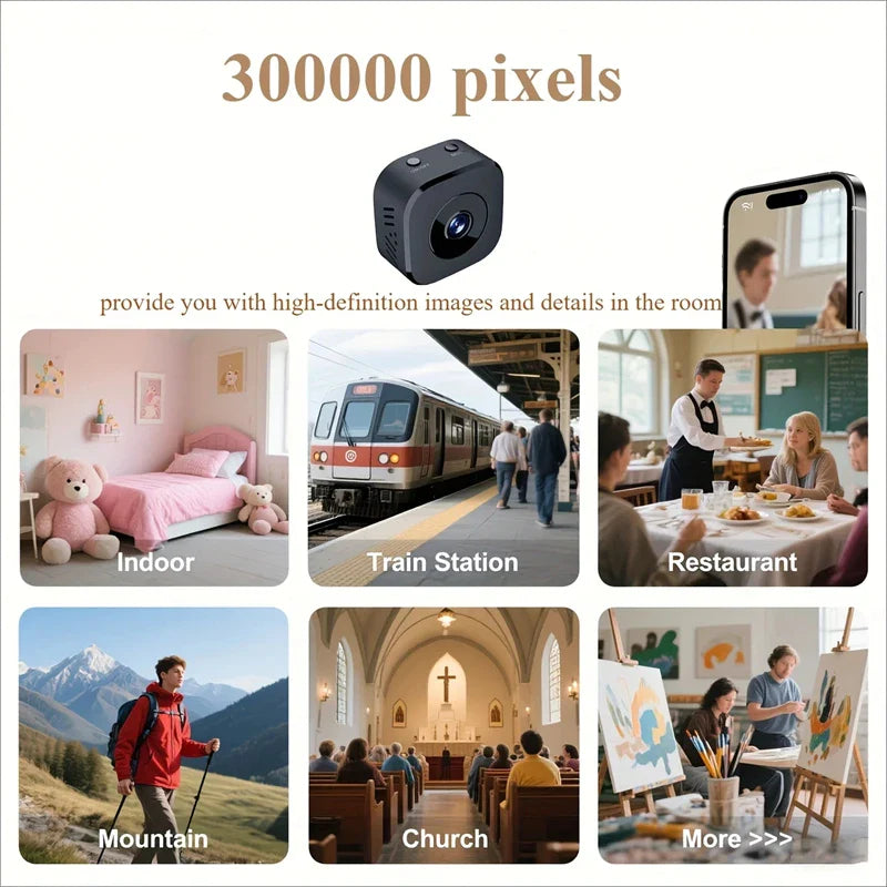 Cámara de seguridad inalámbrica HD 1080P con visión nocturna y soporte magnético, compacta de 71 g