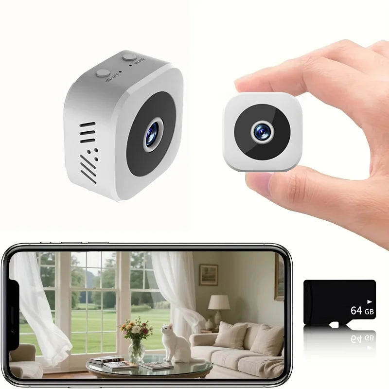 Cámara de seguridad inalámbrica HD 1080P con visión nocturna y soporte magnético, compacta de 71 g