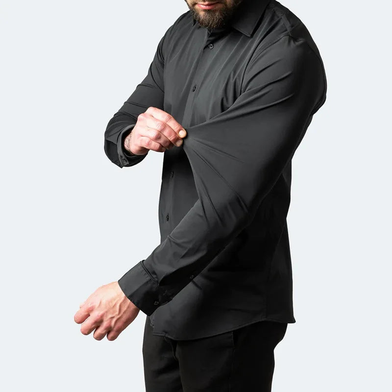 Camisa de vestir elástica de alto rendimiento para hombre