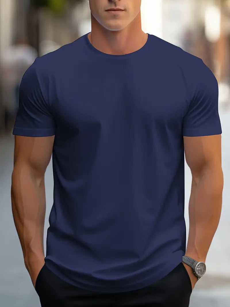 Camiseta de hombre ajustada con cuello redondo – Estilo diario