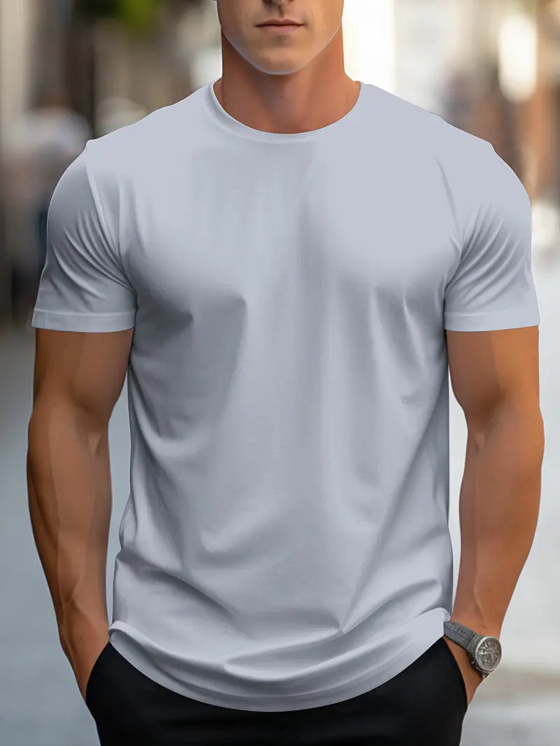 Camiseta de hombre ajustada con cuello redondo – Estilo diario