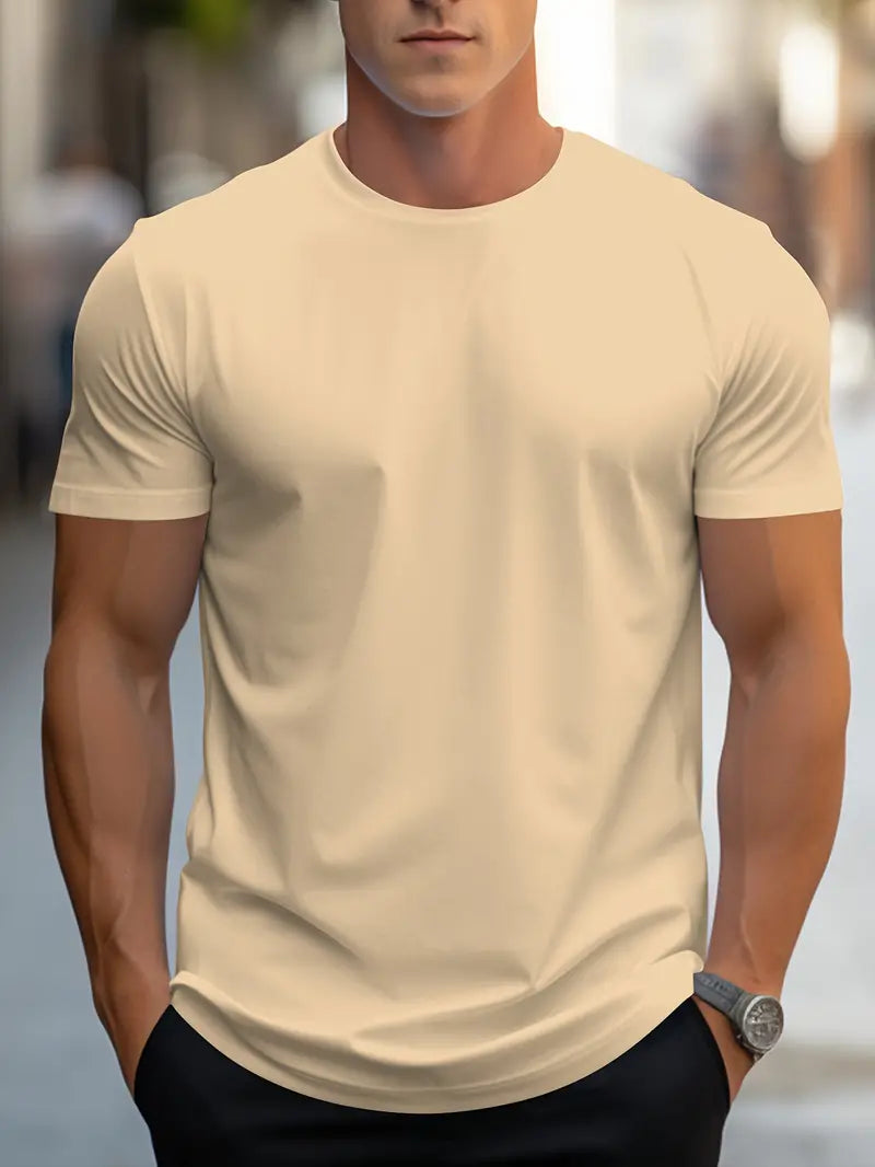 Camiseta de hombre ajustada con cuello redondo – Estilo diario