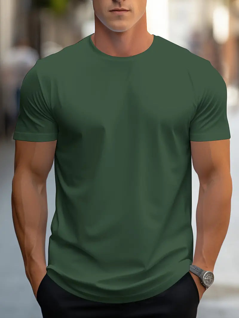 Camiseta de hombre ajustada con cuello redondo – Estilo diario