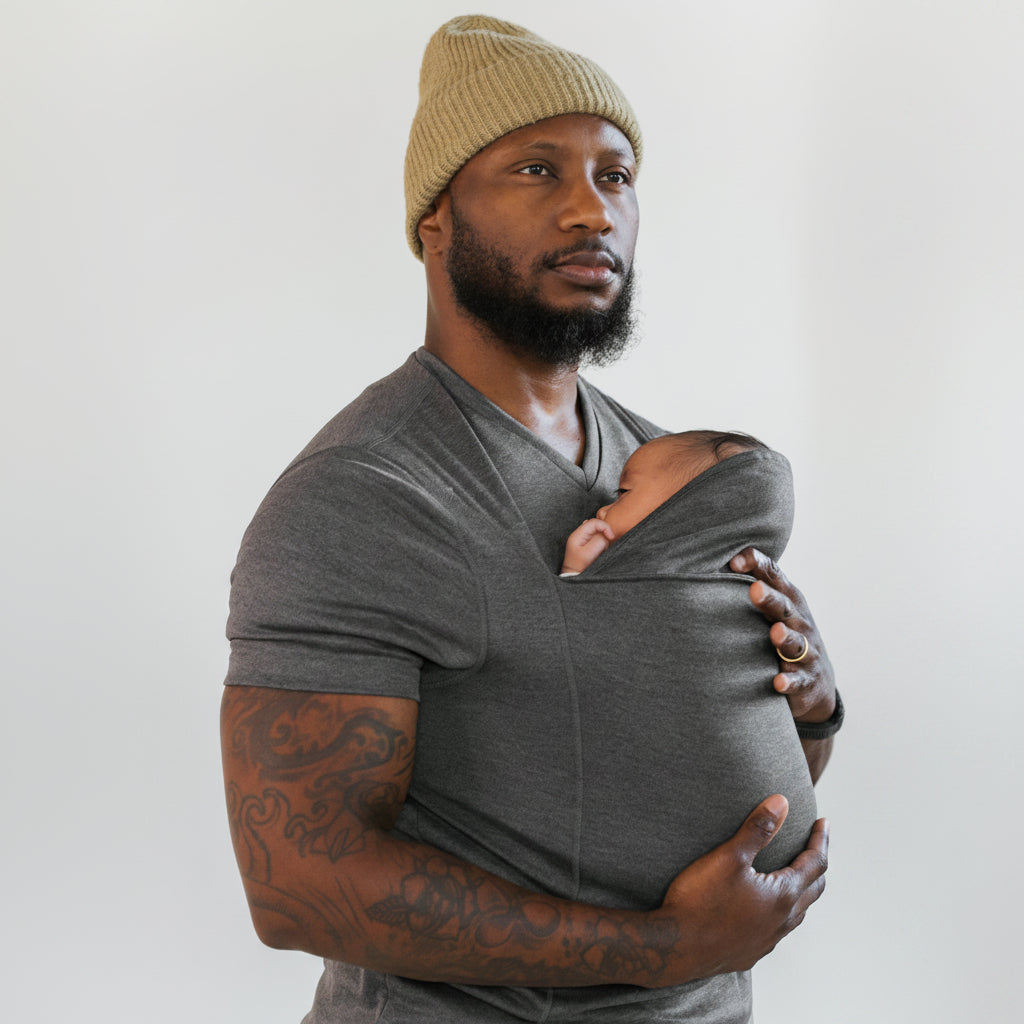 Camiseta de porteo con bolsillo integrado para bebé y algodón elástico, lavable a máquina