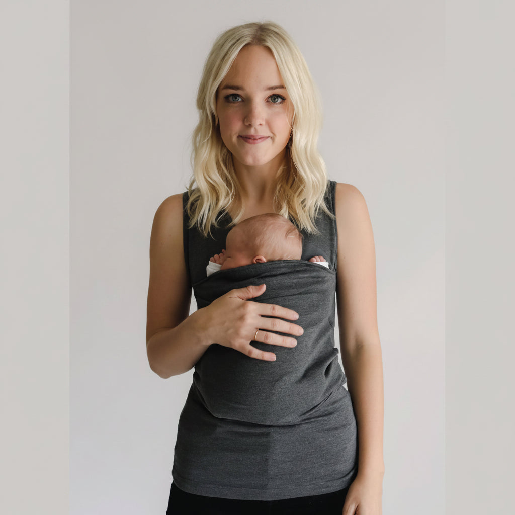 Camiseta de porteo con bolsillo integrado para bebé y algodón elástico, lavable a máquina